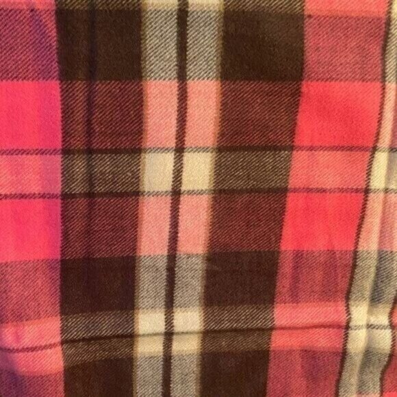 Gap Womens Pink Plaid Scarf Wrap Cabincore Fringe Pink Preppy Academia - Picture 6 of 8